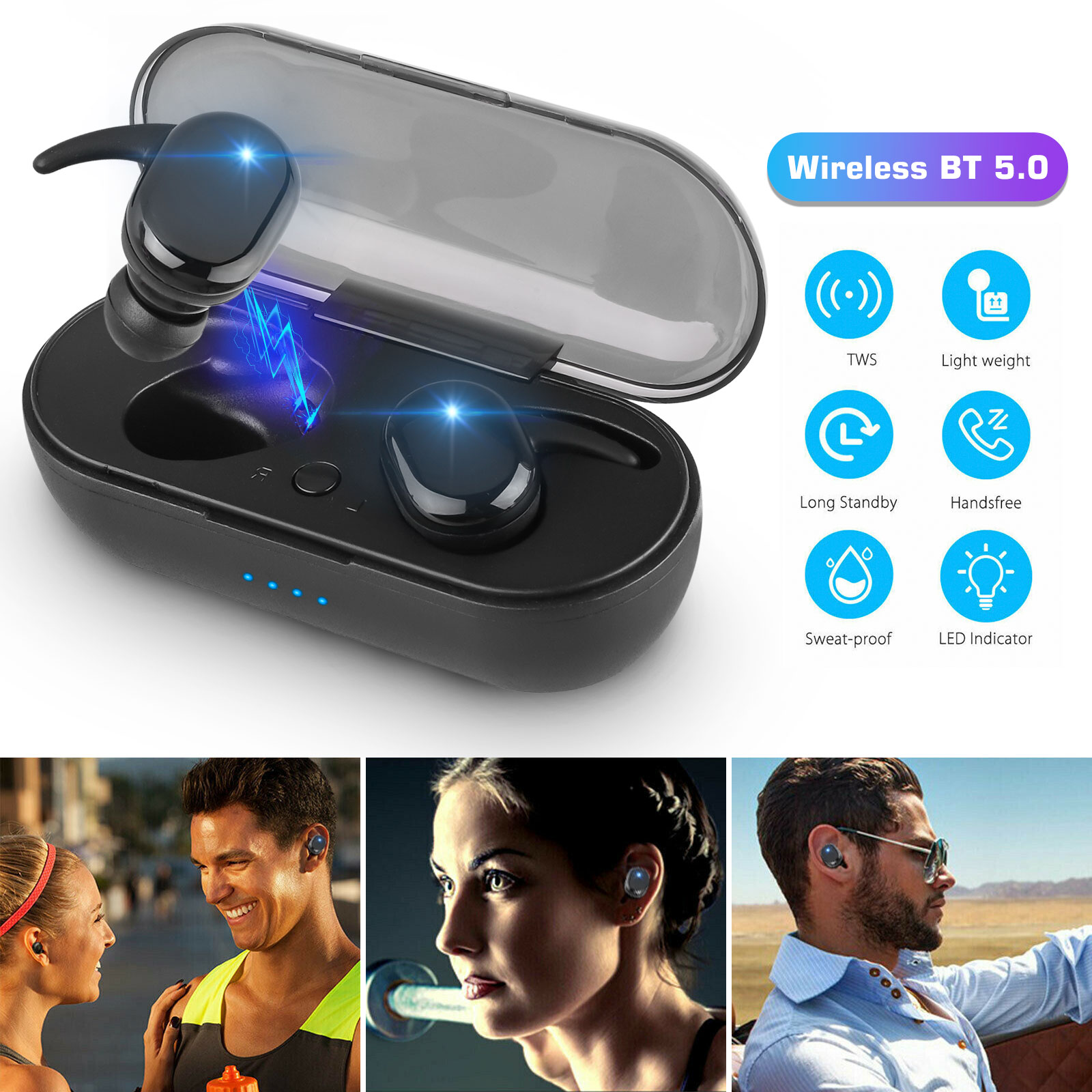 Bluetooth 5.0 Earbuds TWS inEar Headphones True Wireless Stereo 2019