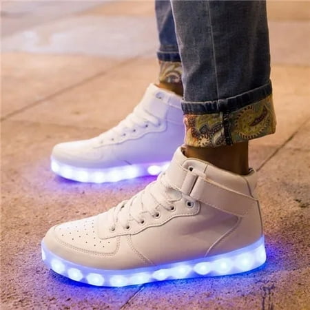 

Led USB Charging Shoes Glowing Sneakers Adults Hook Loop Luminous Shoes for Men Women Skateboard High Top Running Sports Lovers Shoes