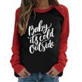 thumbnail image 2 of Puntoco Mujeres Primavera Patchwork Letra Impreso Manga Larga Cuello Redondo Casual Tee tops Puntoco Puntoco-5917, 2 of 6