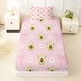 thumbnail image 3 of jejeloiu Cute Cartoon Avocado Twin Sheet Sets,Pink Bowknot Flower Bedding For Girls Kids 3-Piece, 3 of 6