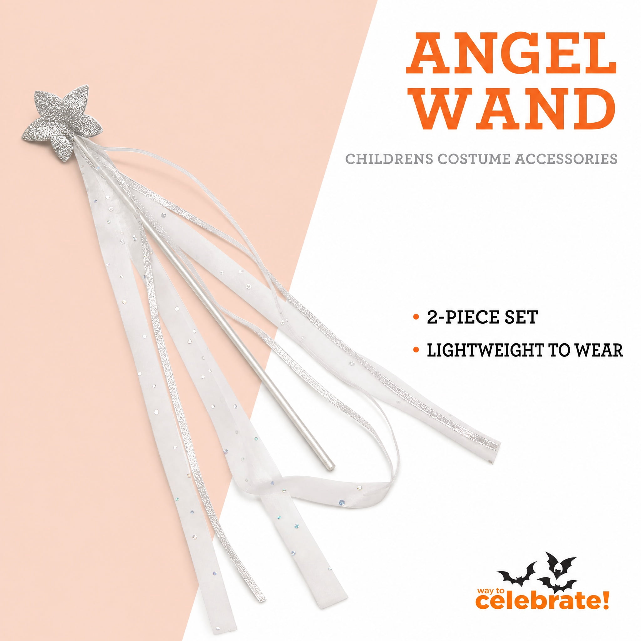 Angel Wand Costume Accessory for Children, Silver, Halloween by Way To Celebrate