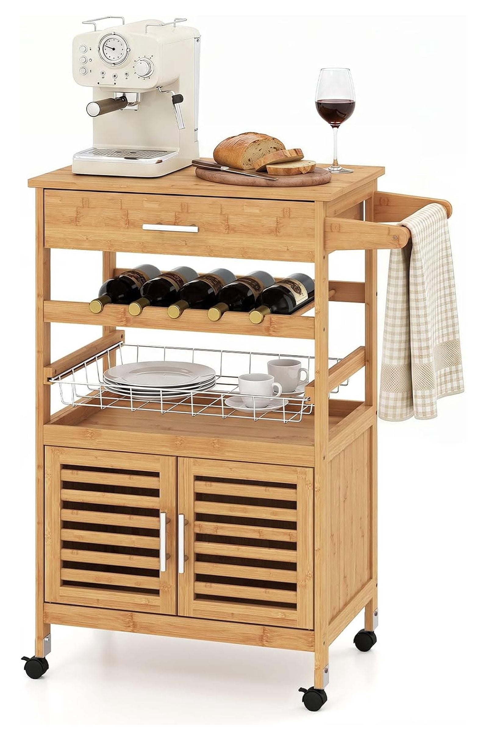Hodedah Microwave Kitchen Cart, Beech - Walmart.com