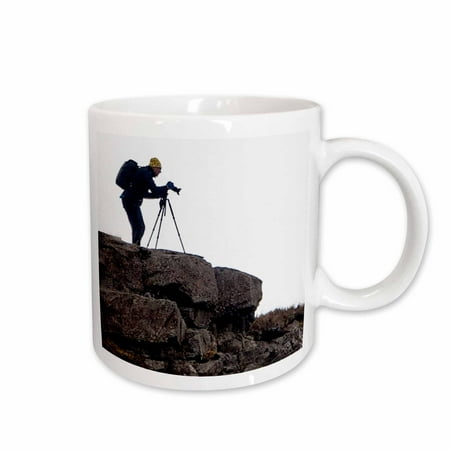 

3dRose PHOTOGRAPHER WITH CAMERA TRIPOD ON MOUNTAIN Ceramic Mug 15-ounce