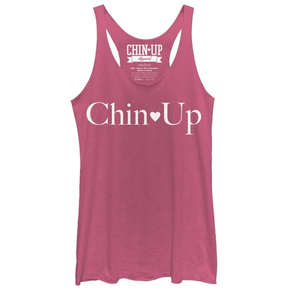 Women's CHIN UP Timeless Logo  Racerback Tank Top Pink Heather Medium