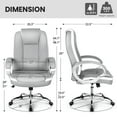 thumbnail image 5 of NEO CHAIR Home Office Chair, Heavy Duty Leather Office Chair, Ergonomic High Back Cushion Lumbar Back Support, Computer Desk Executive Chair for Work, 8 Hours Comfort, Gray, 5 of 6