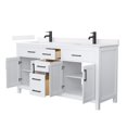 thumbnail image 2 of Beckett 66" White Double Vanity & White Quartz Top (1-Hole) & Black Trim, 2 of 5