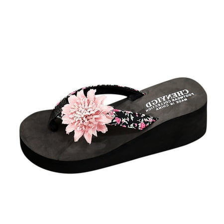 

Betiyuaoe Shoes for Women Slippers Ladies Bohemian Wedges Slippers Causal Beach Flip Flops Sandals Shoe