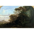 thumbnail image 2 of Lluís Rigalt 14x11 Gold Ornate Wood Frame and Double Matted Museum Art Print Titled - Landscape with Woods (1866), 2 of 4