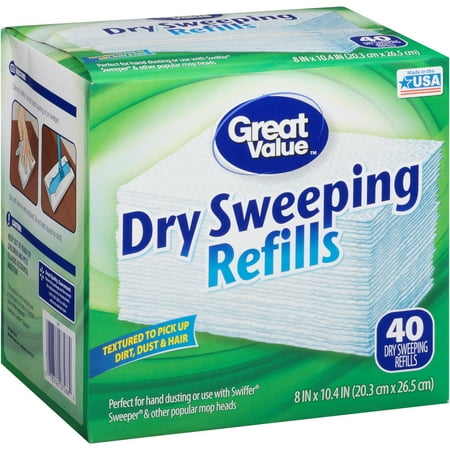 Great Value Dry Sweeping Refills, 40 Count