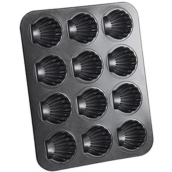 CANDeal 12 Cavity Non-Stick Madeleine Pans Carbon Steel Cake Pan French Dessert Mold Spherical Scallop Madeline Bakeware