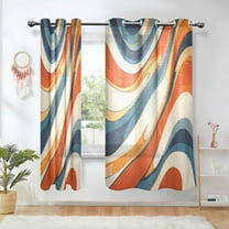 Yayeee Window Curtains Set of 2 for Living Room Light Filtering 63"x42", Beige Abstract Wavy