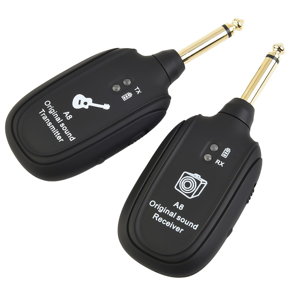 UHF Guitar Wireless System Transmitter & Receiver Rechargeable Battery 30M Range