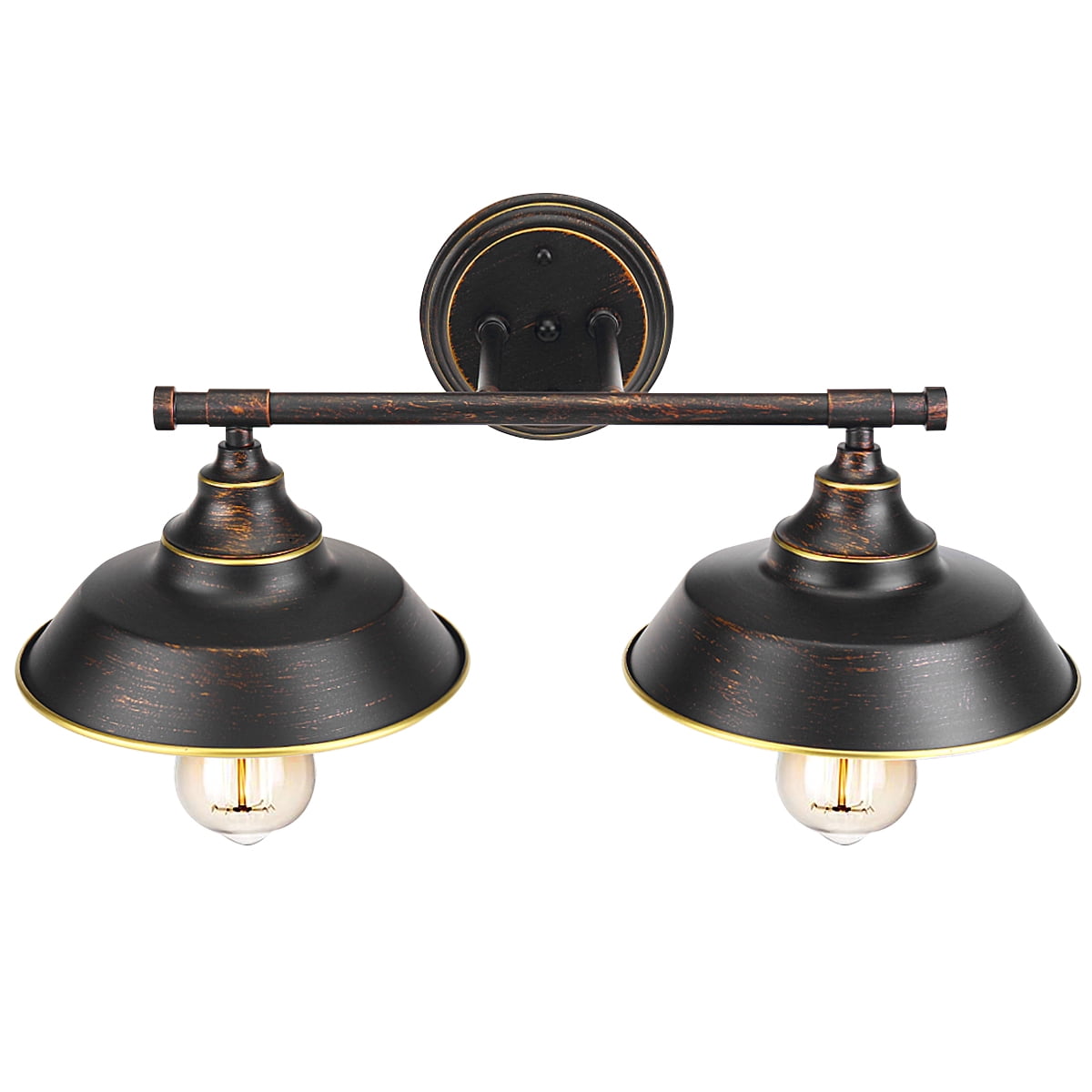 Brushed Phansthy Vintage Wall Light Fixtures with Globe Glass Shade 2 Lights Wall Sconces Lighting Switched Indoor Rustic Wall Lamps for Living Room Bathroom Vanity Mirror 