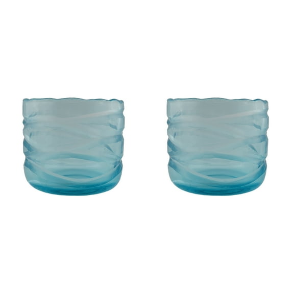 Aspen Creative 16017-2 Blue Glass Votive Candle Holder 3-1/4" Diameter x 3-1/4" Height, 2 Pack
