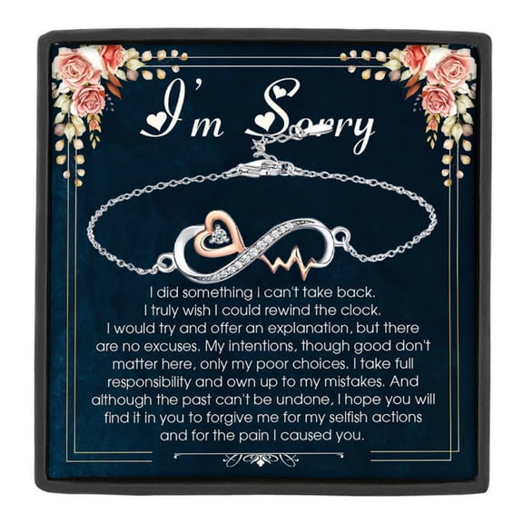 MASALADI Forgiveness Bracelet,Meaningful I'm Sorry Gift with Infinity Heart & Heartbeat Design,Includes Gift Box & Message Card