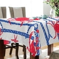 thumbnail image 3 of 54x54 Inch Tablecloth Polyester Square Tablecloth for Home Kitchen Dinner Decor Red Crabs and Blue Stripes, 3 of 9