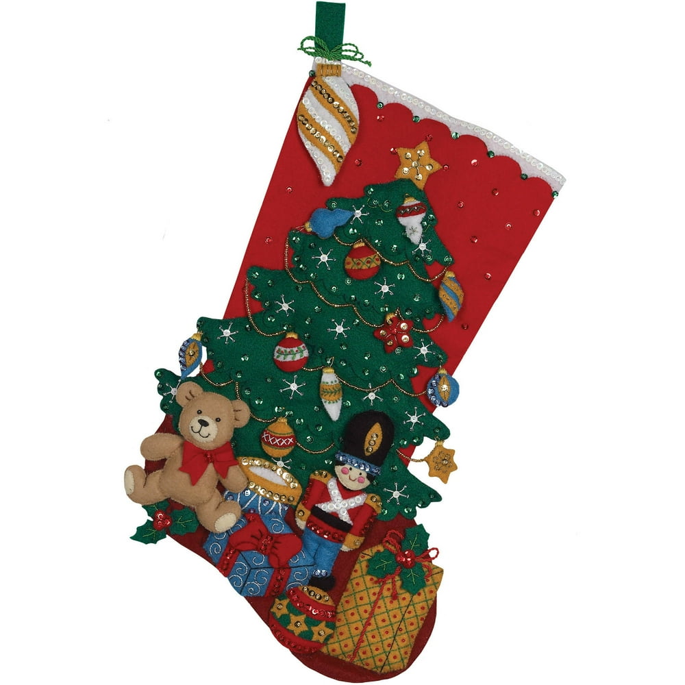 Bucilla Felt Applique Stocking Kit by Plaid, Under the Tree, 18