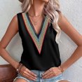 thumbnail image 3 of Camiseta sin mangas para mujer, cuello en V, encaje, agradable a la piel, cómoda, informal, para ir de compras, oficina, escuela, vacaciones, 3 of 6