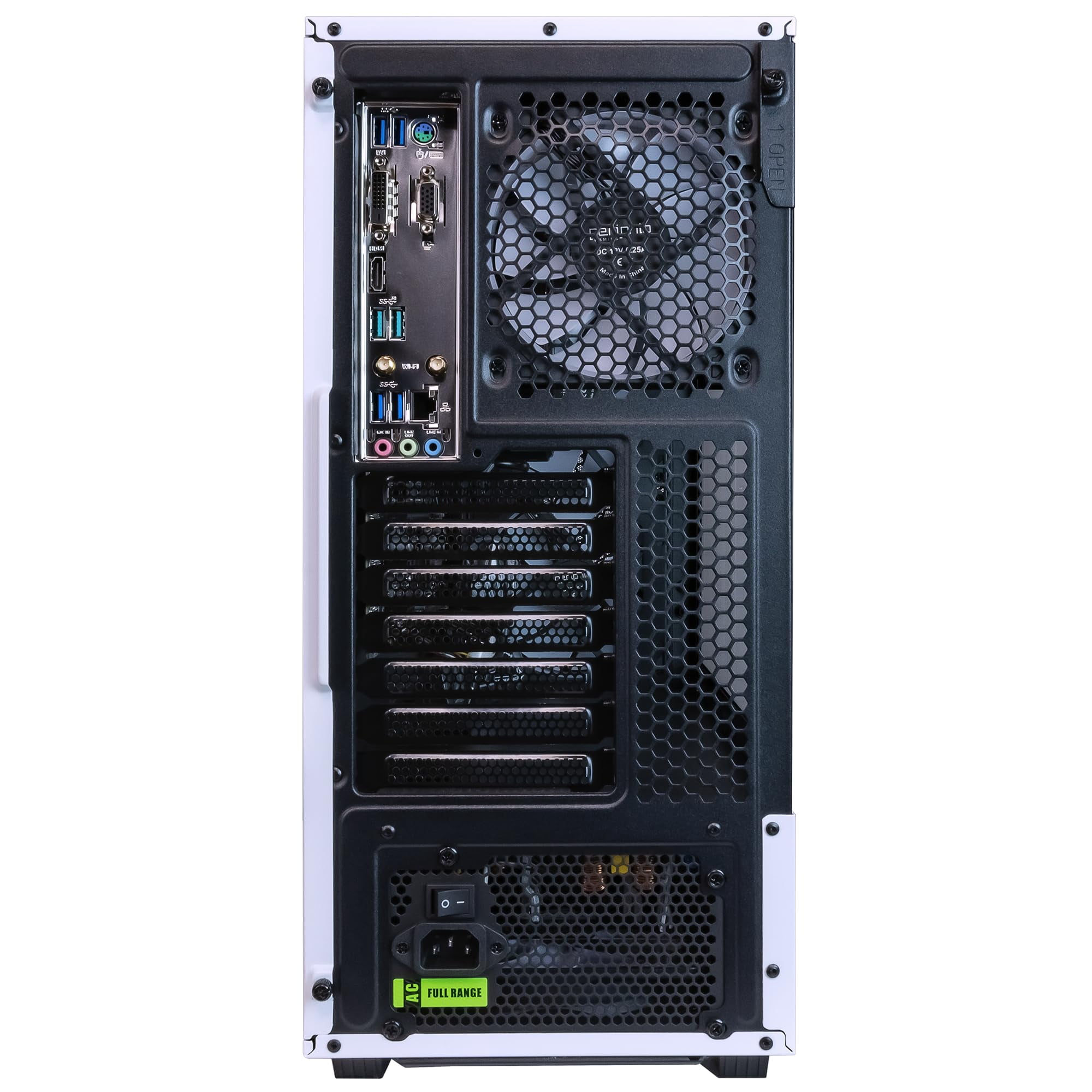 Periphio Castle Gaming PC, AMD Ryzen 5 5600GT up to 4.6GHz with Radeon Vega 7 Graphics, 16GB RAM, 1TB SSD, WiFi, Windows 11 Desktop Computer, White, 1080p PC Gaming - RGB Gamer Bundle, 24" Monitor