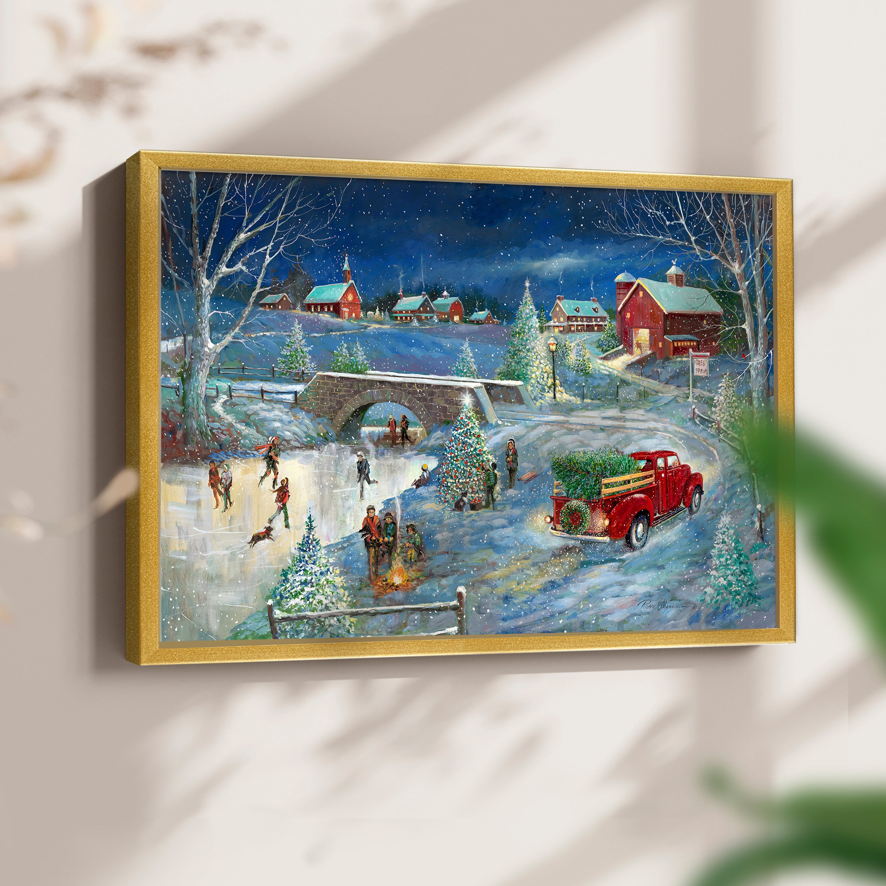 Warm Holiday Memories by Ruane Manning - Restickable Framed Giclée Print with Real Wood Frame