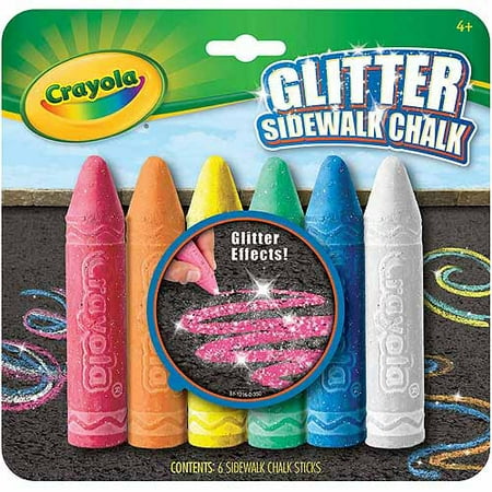 Crayola Glitter Sidewalk Chalk, 6 Pack
