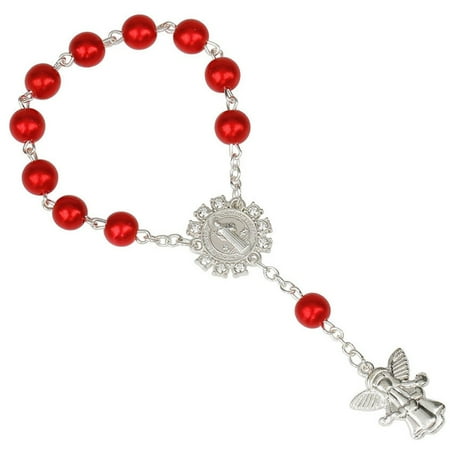 KABOER 7 Colors Fashion Gifts 8Mm Silver Angel Pendant Rosary Bracelet Women Lady Girls Children Jewelry Accessories