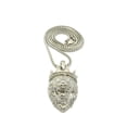 thumbnail image 3 of Stone Stud Crown King Lion Head Pendant w/ 2mm 24" Box Chain Necklace in Silver-Tone, 3 of 4