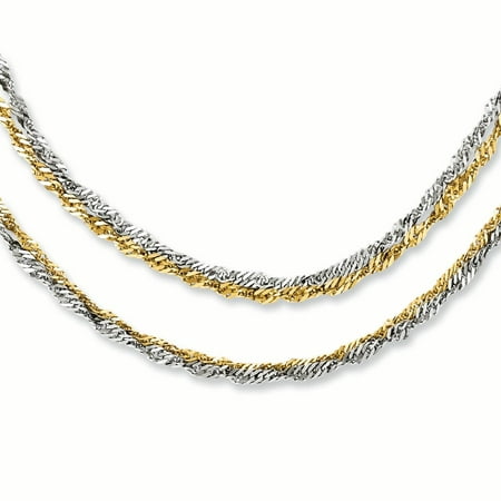 Stainless Steel Polished & Yellow IP-plated 17.5in Layered Necklace 17. ...