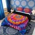 thumbnail image 2 of Erosebridal Boho Mandala Full Size Comforter Sets, Bohemian Tie Dye Bedding Sets, Navy Orange, Black Reversible 3pcs, 1 Comforter and 2 Pillowcases, 2 of 6