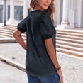 thumbnail image 6 of Women's Loose-Fit Linen Button-Up Shirt with Short Sleeves and Round Neck, 6 of 6