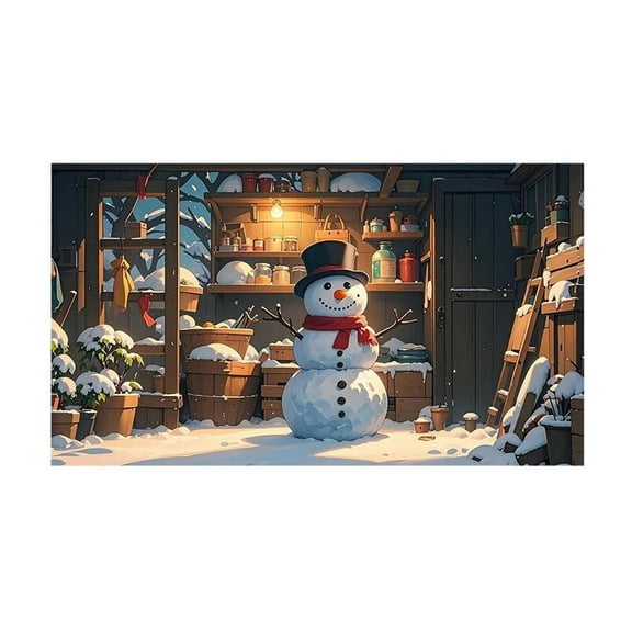 Christmas Garage Door Decorative Cover Winter Snowman Garage Door Cover Christmas Garage Door Background Decorative For Holiday Party Background Supply