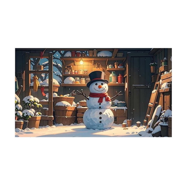 Christmas Garage Door Decorative Cover Winter Snowman Garage Door Cover Christmas Garage Door Background Decorative For Holiday Party Background Supply