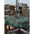 thumbnail image 2 of Outdoor Tablecloth with Umbrella Hole Zipper Teal Brown Wood Print Round Tablecloth 54" Waterproof Outside Table Cloth Farmhouse Vintage Plank Patio Table Cover Tablecloths for Picnic Party, 2 of 8
