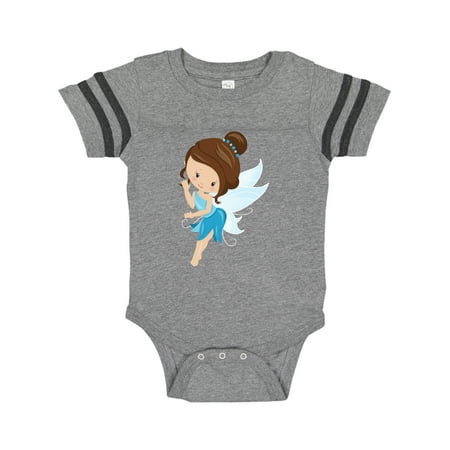 

Inktastic Cute Fairy Brown Hair Fairy In Blue Dress Gift Baby Girl Bodysuit
