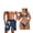 Blue Hibiscus Flowers, variant on Couple Matching Swimwear Summer Beachwear Leaves Women's Halter Triangle Bikini Sets Sexy Bathing Suits and Mens Swim Trunks Quick Dry Swim Shorts-XL