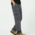 thumbnail image 5 of TKKCS Mens Cotton Cargo Pants Relaxed Fit Casual Outdoor Elastic Waist Straight Leg Work Pants with Multi Pockets Dark Gray 3XL, 5 of 7