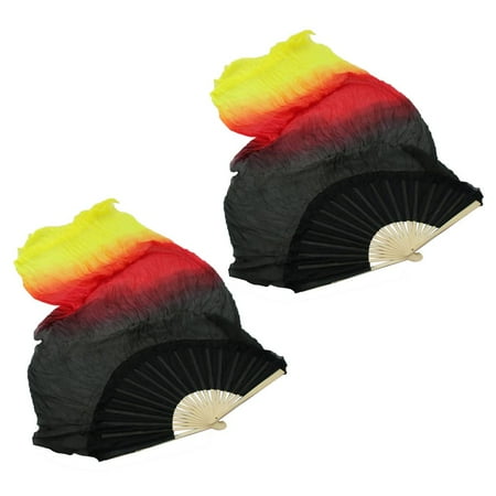 

A pair of new style silk bamboo belly dance fan 1.8m-black + Yellow