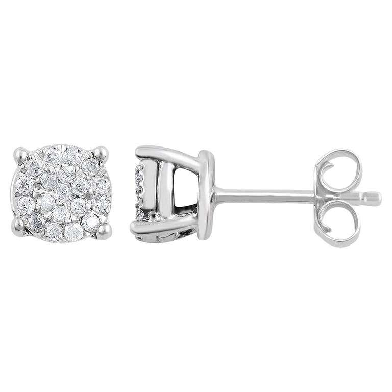 Brilliance Fine Jewelry Diamond Sterling Silver Stud Earrings photo 1