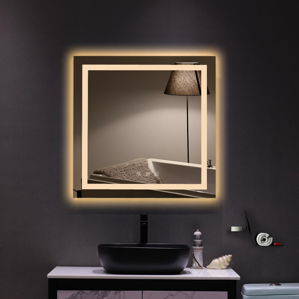 GoDecor 32"x32" LED WallMounted Rectangle Mirror Makeup Bathroom