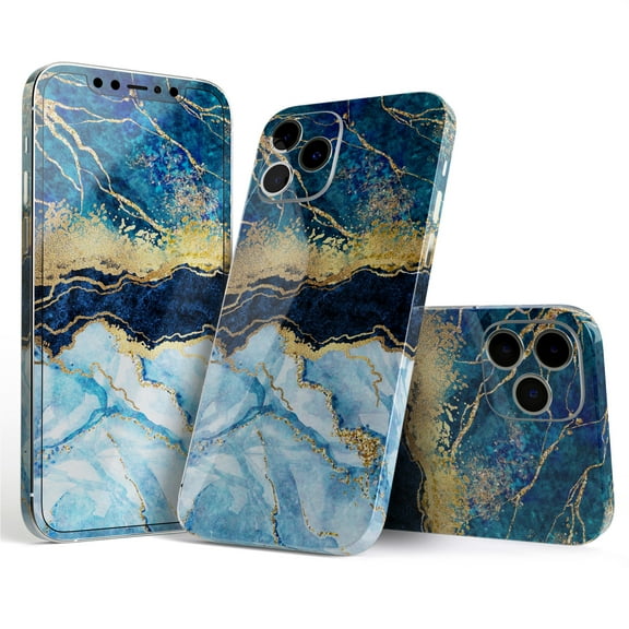Design Skinz Foiled Marble Agate Full Body Skin Decal Wrap Kit Compatible with Apple iPhone 12 Mini (Screen Trim & Back Skin)