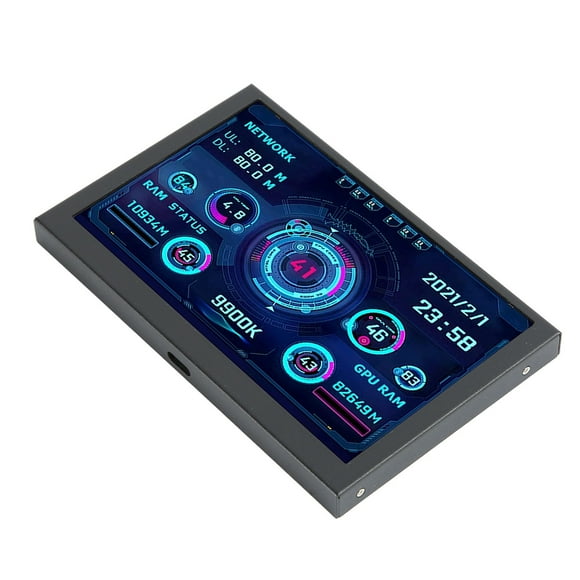 PC CPU Data Monitor, Horizontal Vertical Switching Selectable Themes Mini ITX PC Case Moniror For Home