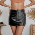 thumbnail image 2 of DHFJKG Skirts For Women Glossy Leather Mini Pencil Skirt Low Rise Shiny Tight Bodycon Slim Fit Cozy Skirt, 2 of 4