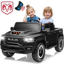 CASEMIOL 2-Seater 24V Kids Ride on Toys Truck with Remote Control, Licensed RAM 1500 RHO Battery Powered Car for Kids, Electric Ride on Car w/ 3-Point Seat Belts, Bluetooth Music, LED Lights, Black