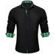 thumbnail image 1 of Camisa de vestir DiBangu para hombre, manga larga, casual, con botones, corte regular, interior en contraste, para fiestas de negocios, negra y verde brillante, talla L, 1 of 6