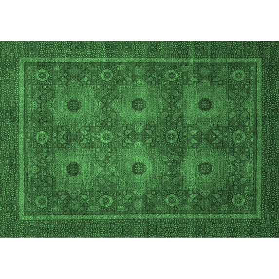 Ahgly Company Indoor Rectangle Abstract Emerald Green Modern Area Rugs, 6' x 9'