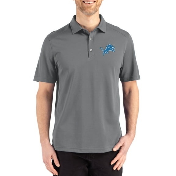 Men's Cutter & Buck Gray Detroit Lions Big & Tall Advantage Refresh Epic Confidence Recycled Tri-Blend Pique Polo