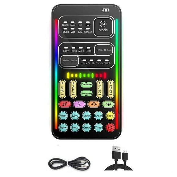 I9 Voice Changer Multiple Audio Effect Bluetooth Live Sound Cards Ultra-Thin Portable Live Sound Card Mic Voice Changer