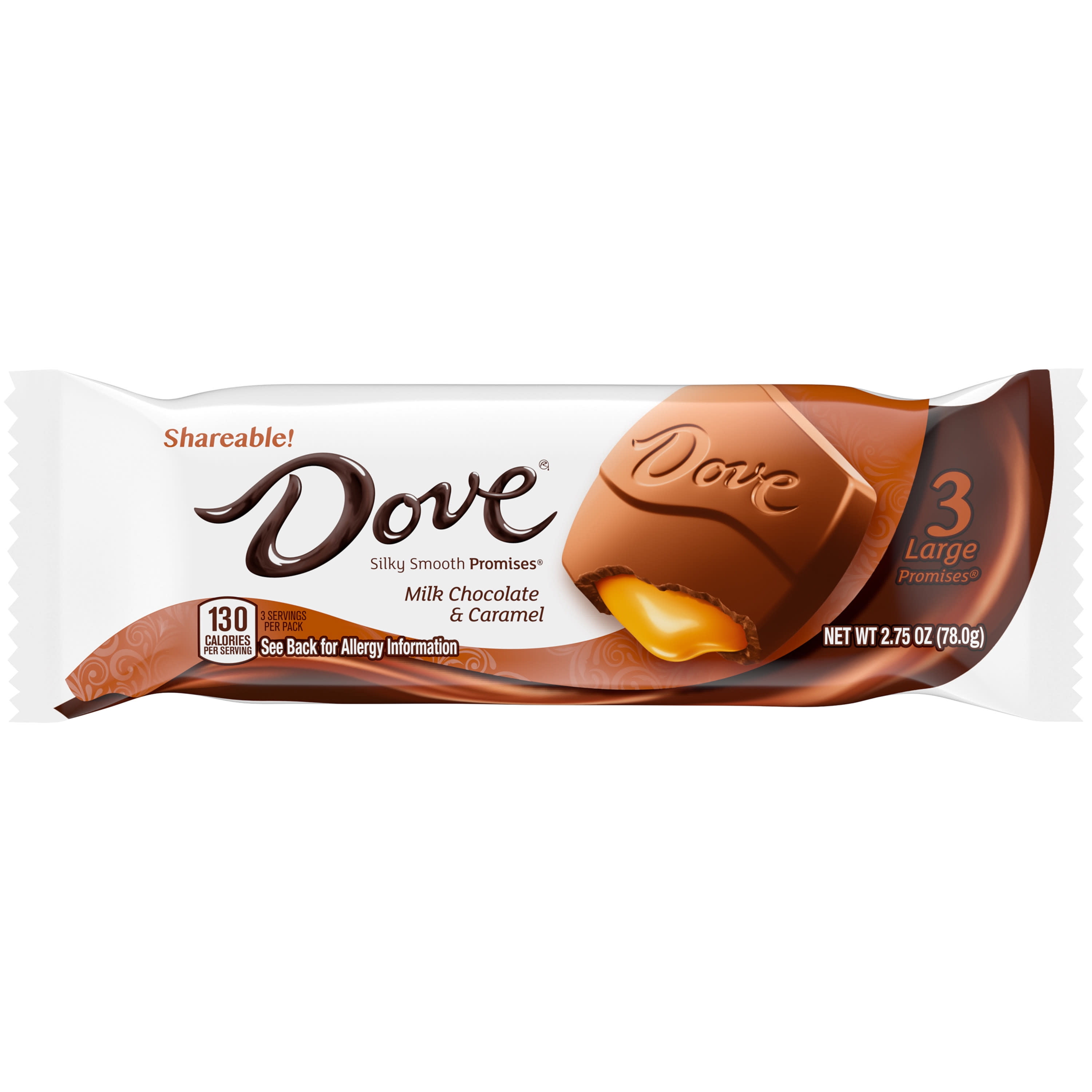 Dove Large Promises Milk Chocolate Caramel Candy, 2.75 oz Pack