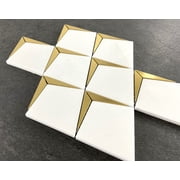 Thassos White Kite Shape With Gold Metal Mosaic Tile - Case (10 Sheets)