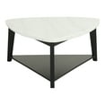 thumbnail image 4 of Furniture of America Dorth Marble Top 1-Shelf Triangle Coffee Table with Casters, White and Black, 4 of 7